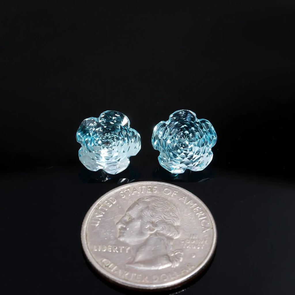 Natural Sky blue topaz Flower Fancy Cut 10 MM