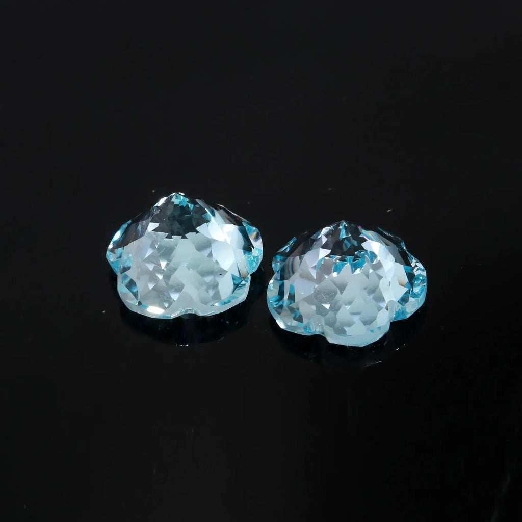 Natural Sky blue topaz Flower Fancy Cut 10 MM