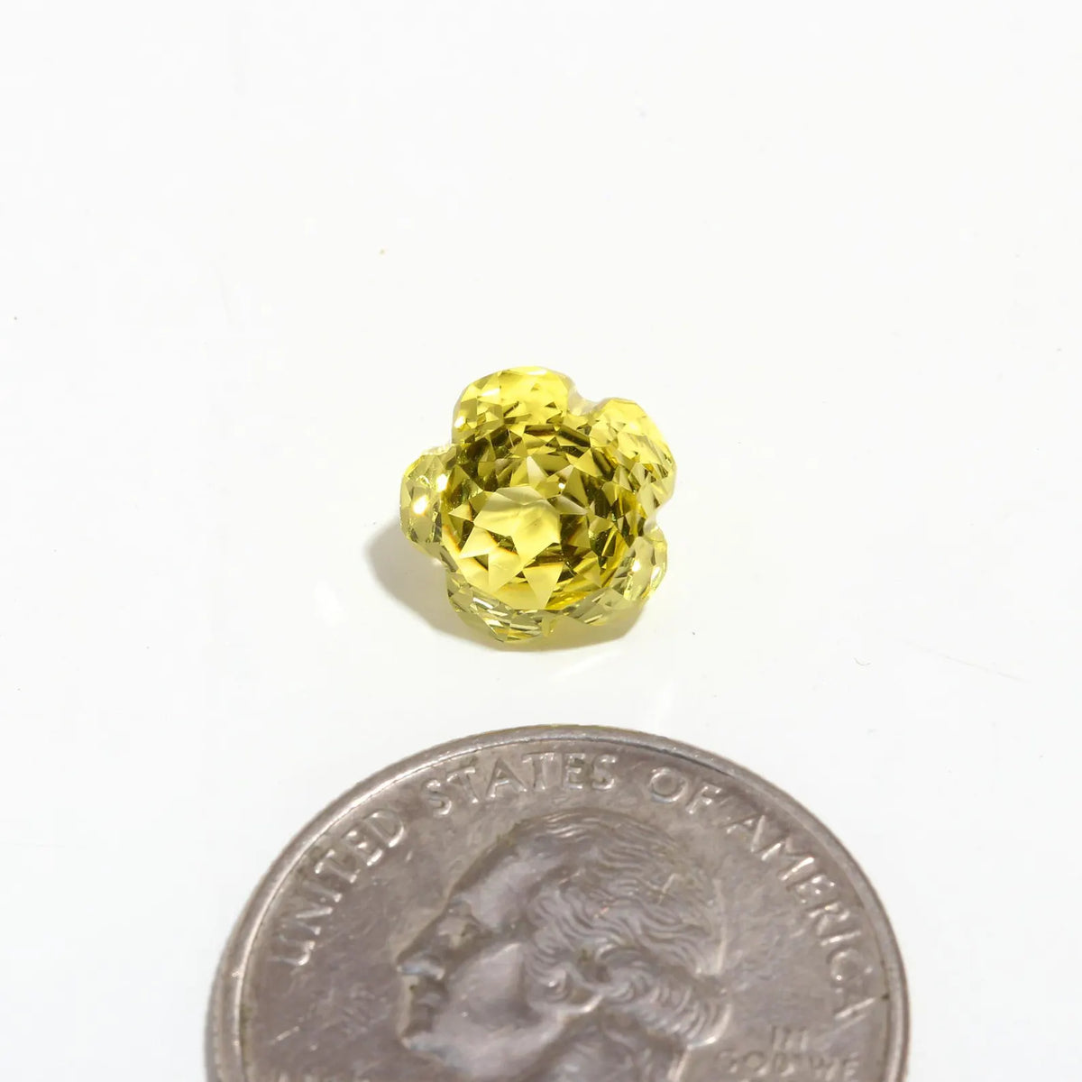 Natural Lemon Quartz Flower Fancy Cut 10 MM