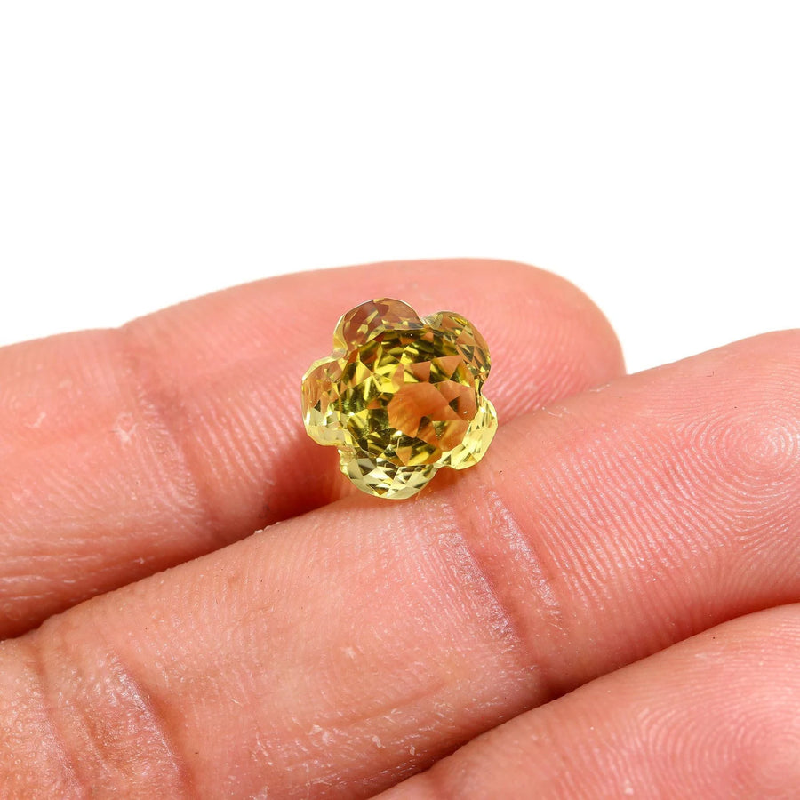 Natural Lemon Quartz Flower Fancy Cut 10 MM