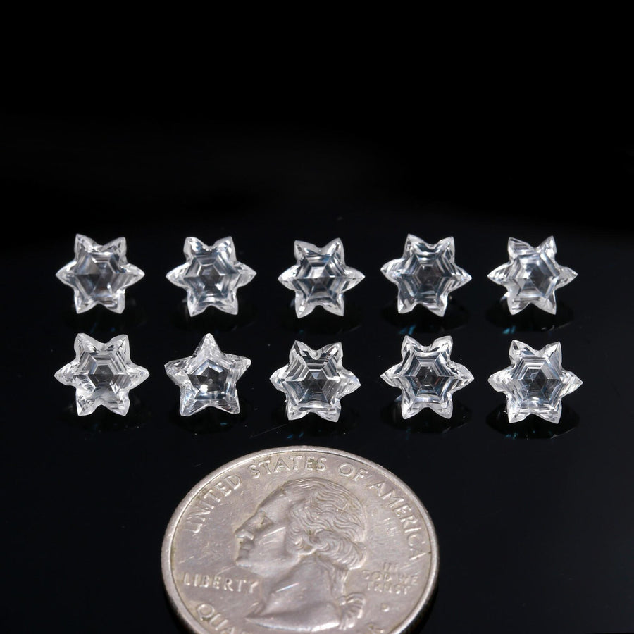 Natural White quartz 7 MM, Star cut loose gemstone