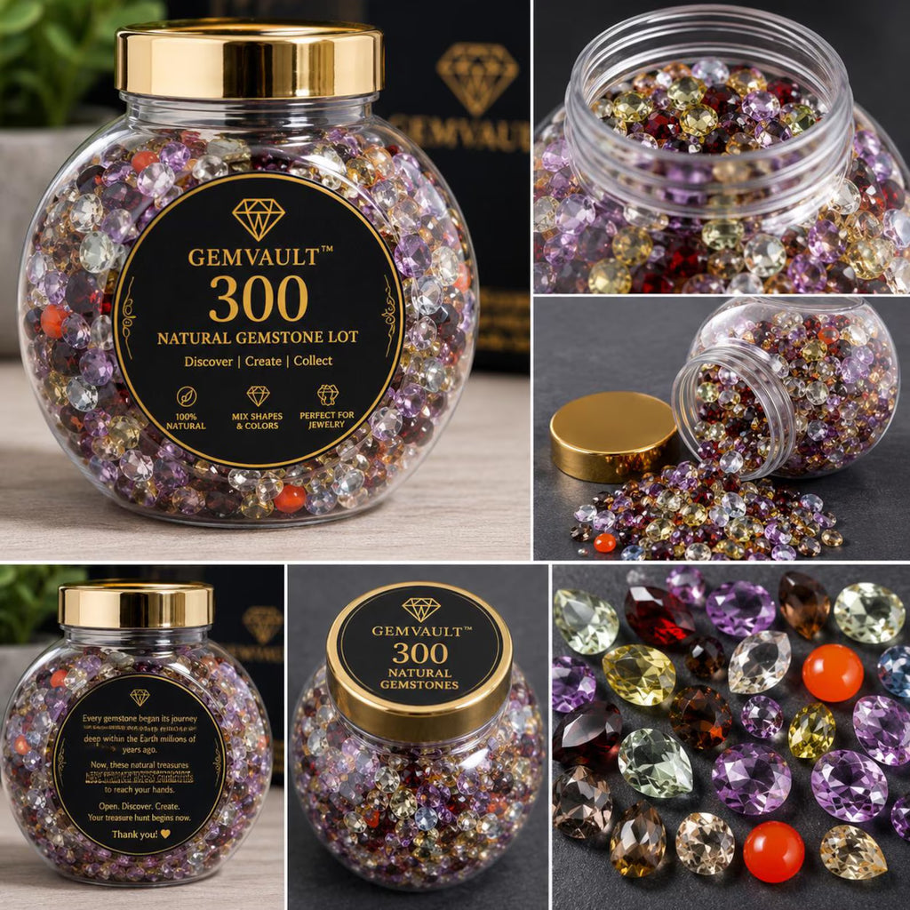 300 Natural Mixed Gemstones Lot | Crystal Collection Bottle