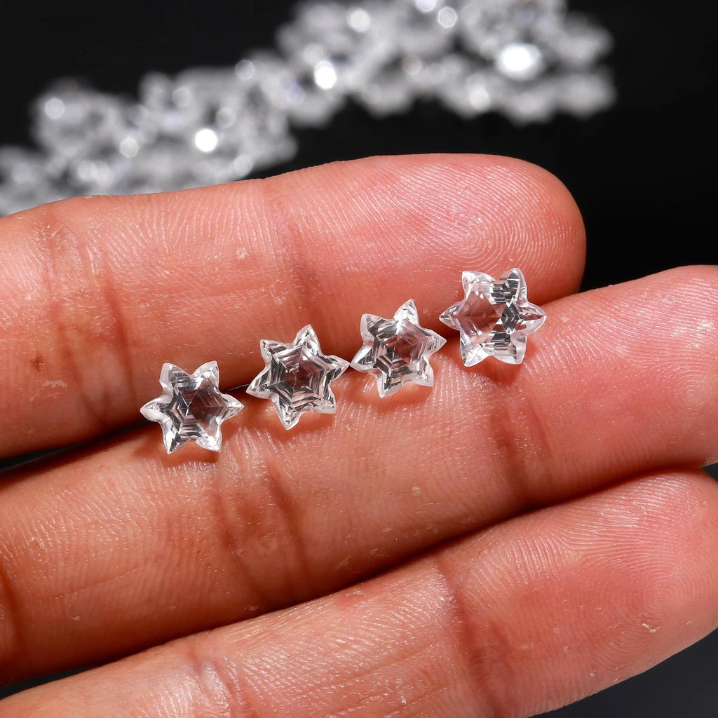 Natural White quartz 7 MM, Star cut loose gemstone